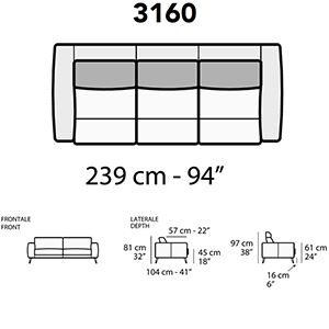 Divano 3 Posti L.239Cm