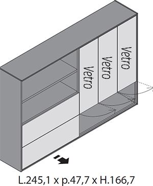 H.166,7cm Ante Vetro