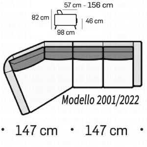 Divano 2 posti con trapezio SX