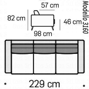 Divano 3 Posti L.229Cm