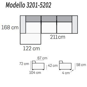 Divano 3 posti con allungo SX